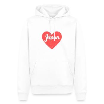 Jason Name Rotes Herz Liebe Fan Retro - Männer Premium Bio Hoodie - Weiß - Vorne - Nico (187cm)