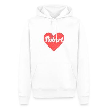Robert Nom Coeur Rouge Amour Fan Rétro - Sweat à capuche Premium bio Homme - blanc - Devant - Nico (187cm)