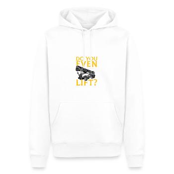 Grutier Drôle Vous soulevez même - Grue - Sweat à capuche Premium bio Homme - blanc - Devant - Nico (187cm)