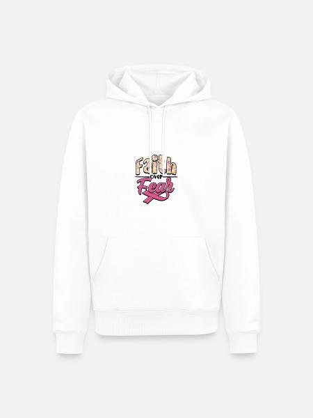 Glaube über Angst - Brustkrebs - Männer Premium Bio Hoodie - Weiß