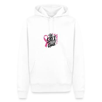 Soyez immobile et sachez que je suis dieu - ruban rose - Sweat à capuche Premium bio Homme - blanc - Devant - Nico (187cm)