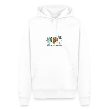 Peace Love Dental - médecin - Sweat à capuche Premium bio Homme - blanc - Devant - Nico (187cm)