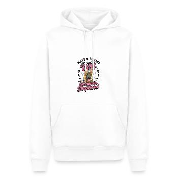 Ne vous tenez jamais entre une fille et son allemand - Sweat à capuche Premium bio Homme - blanc - Devant - Nico (187cm)