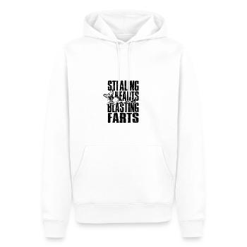 Herzen stehlen und Fürze sprengen - doggy - Männer Premium Bio Hoodie - Weiß - Vorne - Nico (187cm)