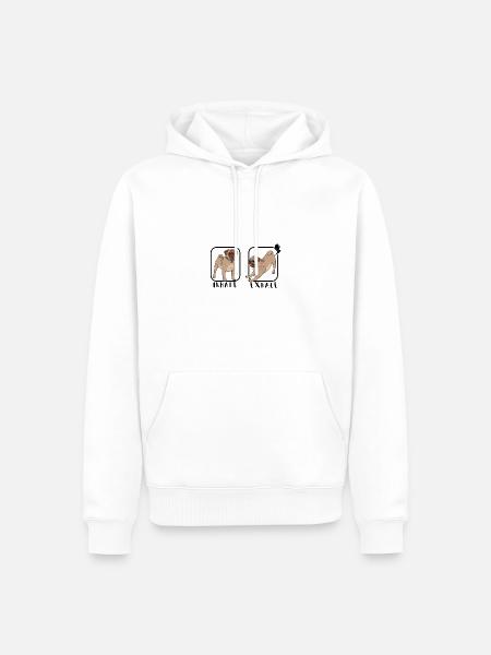 Einatmen Ausatmen - Mopsliebhaber - Männer Premium Bio Hoodie - Weiß