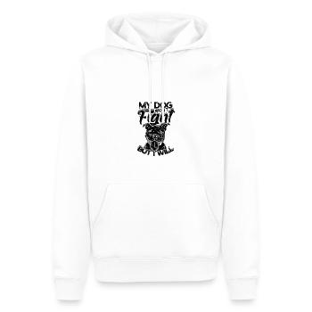 Mein Hund wird nicht kämpfen, aber ich werde - Doggo - Männer Premium Bio Hoodie - Weiß - Vorne - Nico (187cm)
