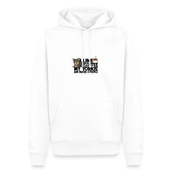 Ich mag Kaffee mein Yorkie und vielleicht 3 Leute - - Männer Premium Bio Hoodie - Weiß - Vorne - Nico (187cm)