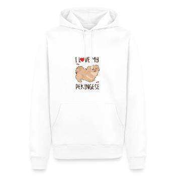 J’aime mon pékinois - amoureux pékinois - Sweat à capuche Premium bio Homme - blanc - Devant - Nico (187cm)