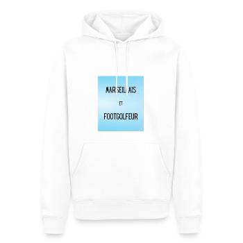 Marseillais et footgolfeur - Sweat à capuche Premium bio Homme - blanc - Devant - Nico (187cm)