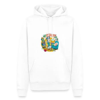 angry woman and cat - Männer Premium Bio Hoodie - Weiß - Vorne - Nico (187cm)