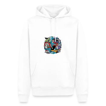 cat chaos scene - Männer Premium Bio Hoodie - Weiß - Vorne - Nico (187cm)