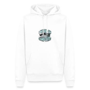 ICH ARBEITE AN COMPUTERN - Cat und Computer - Technik - Männer Premium Bio Hoodie - Weiß - Vorne - Nico (187cm)
