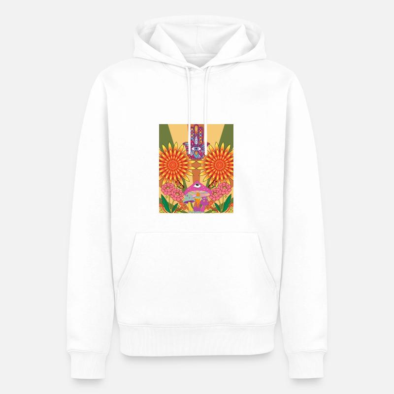 Conception de fleurs psychédéliques - Sweat à capuche Premium bio Homme - blanc