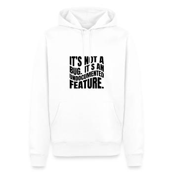 It´s not a bug. It´s an undocumented feature. - Männer Premium Bio Hoodie - Weiß - Vorne - Nico (187cm)