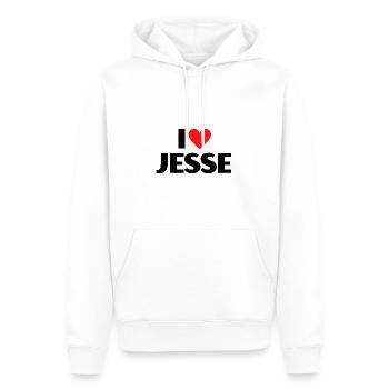 I love Jesse Rotes Herz Liebe Fan Geschenk - Männer Premium Bio Hoodie - Weiß - Vorne - Nico (187cm)