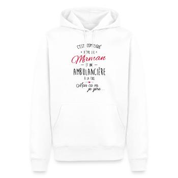 maman et ambulancière - Sweat à capuche Premium bio Homme - blanc - Devant - Nico (187cm)