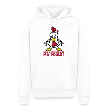 ajouter age bon anniversaire ma poule - Sweat à capuche Premium bio Homme - blanc - Devant - Nico (187cm)