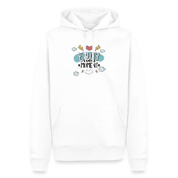 Enjoy every moment design - Männer Premium Bio Hoodie - Weiß - Vorne - Nico (187cm)