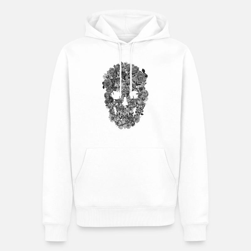 Crâne de fleur - Sweat à capuche Premium bio Homme - blanc