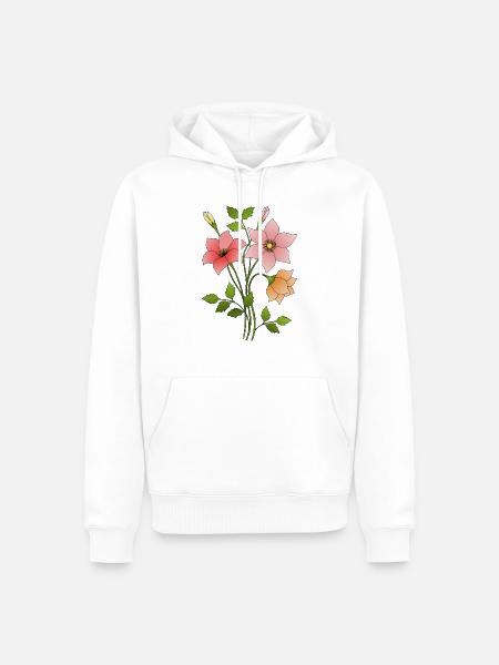 Fleur - Sweat à capuche Premium bio Homme - blanc