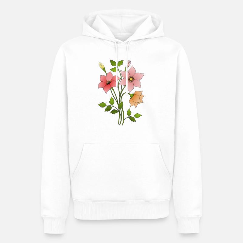 Fleur - Sweat à capuche Premium bio Homme - blanc