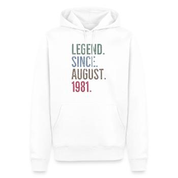 Légende depuis août 1981 - Sweat à capuche Premium bio Homme - blanc - Devant - Nico (187cm)