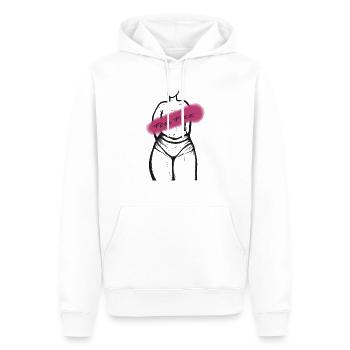 Zeichnung Frau Körper "FEEL FREE" Feminismus - Männer Premium Bio Hoodie - Weiß - Vorne - Nico (187cm)
