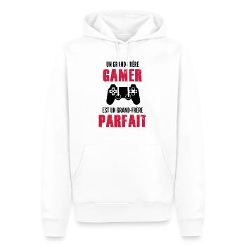 un grand frère gamer est un grand frère parfait - Sweat à capuche Premium bio Homme - blanc - Devant - Nico (187cm)