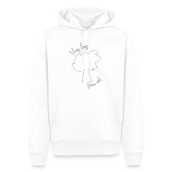 I hug trees - join me! - Männer Premium Bio Hoodie - Weiß - Vorne - Nico (187cm)