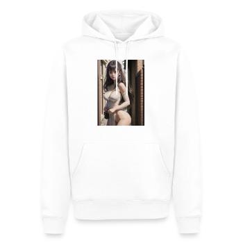 Femme dans une ruelle, ville,IA générée - Sweat à capuche Premium bio Homme - blanc - Devant - Nico (187cm)