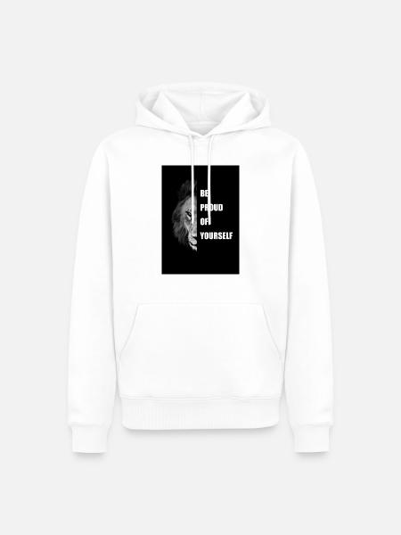 Sei stolz auf dich wie ein Löwe - Männer Premium Bio Hoodie - Weiß