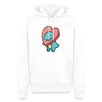 hugadino Herz-T-Rex, Dino, süßer Dinosaurier - Männer Premium Bio Hoodie - Weiß - Vorne - Nico (187cm)
