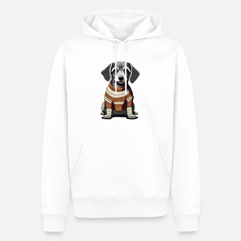 Hund mit Pullover - Männer Premium Bio Hoodie - Weiß