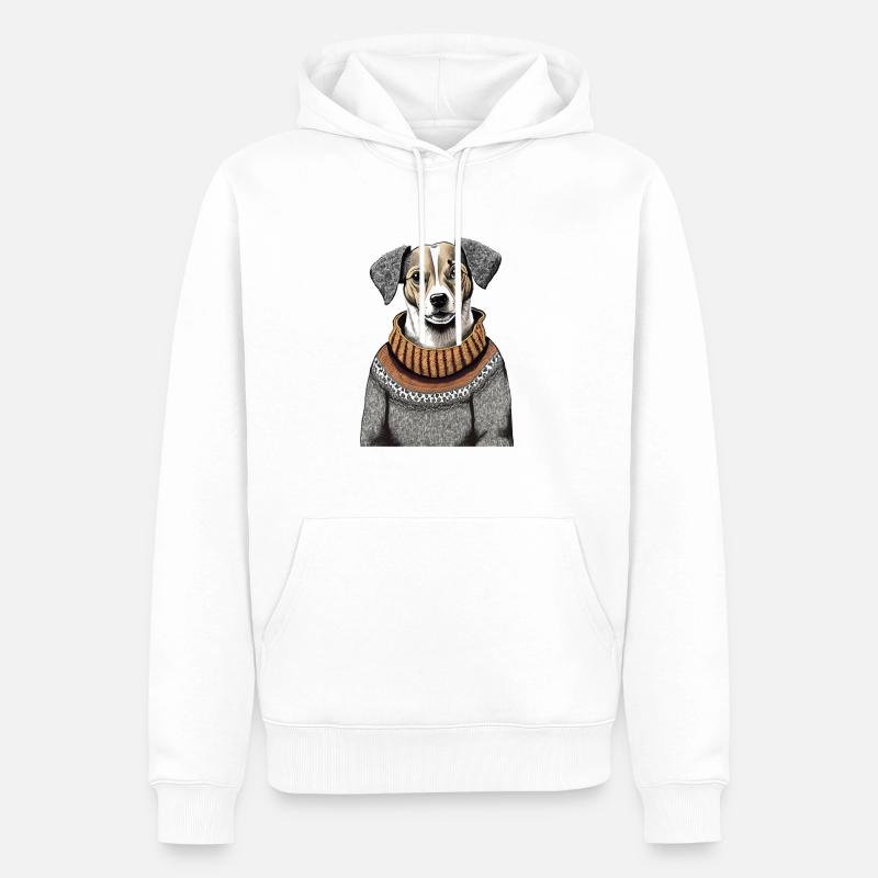 Chien en pull - Sweat à capuche Premium bio Homme - blanc