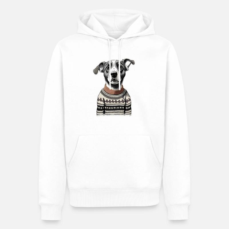 Chien en pull - Sweat à capuche Premium bio Homme - blanc