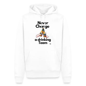 Malle Ne changez jamais une boisson Équipe 1 - Sweat à capuche Premium bio Homme - blanc - Devant - Nico (187cm)