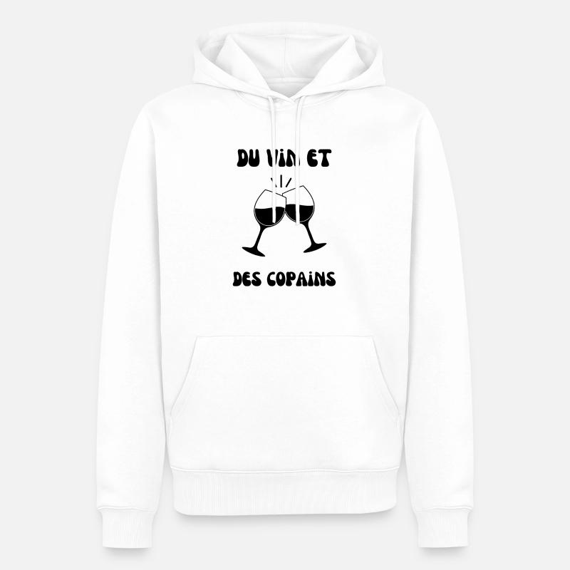 Du vin et des copains - Sweat à capuche Premium bio Homme - blanc