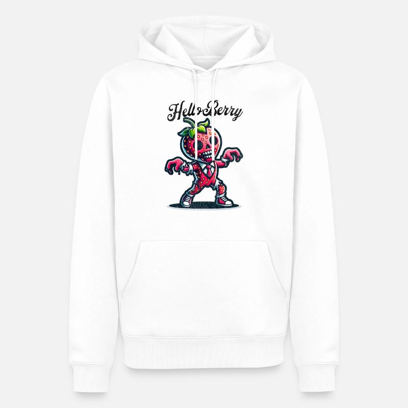 Hello Erdbeere - Männer Premium Bio Hoodie - Weiß