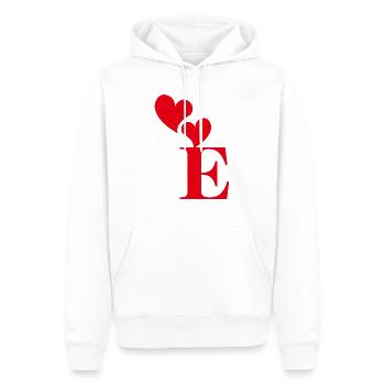 Buchstabe e rotes Herz - Männer Premium Bio Hoodie - Weiß - Vorne - Nico (187cm)