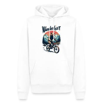 Grizzly on Bike - Wanderlust - Männer Premium Bio Hoodie - Weiß - Vorne - Nico (187cm)