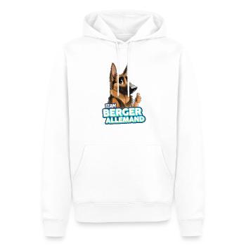 TEAM Deutscher Schäferhund - Rehkitz - Männer Premium Bio Hoodie - Weiß - Vorne - Nico (187cm)