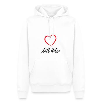 Herz statt Hetze - Männer Premium Bio Hoodie - Weiß - Vorne - Nico (187cm)