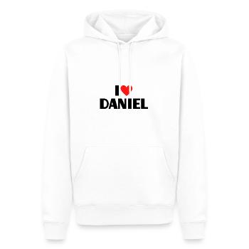 I love Daniel Rotes Herz Liebe Fan Geschenk - Männer Premium Bio Hoodie - Weiß - Vorne - Nico (187cm)