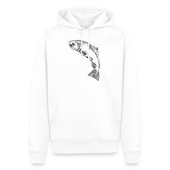 Lachs - Männer Premium Bio Hoodie - Weiß - Vorne - Nico (187cm)
