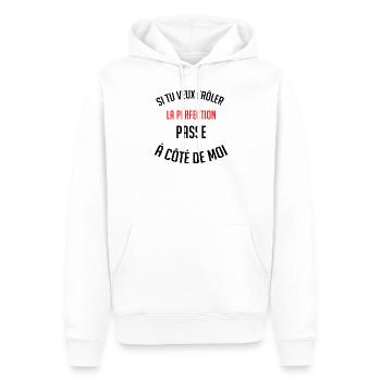 si tu veux frôler la perfection cadeau humour fun - Sweat à capuche Premium bio Homme - blanc - Devant - Nico (187cm)