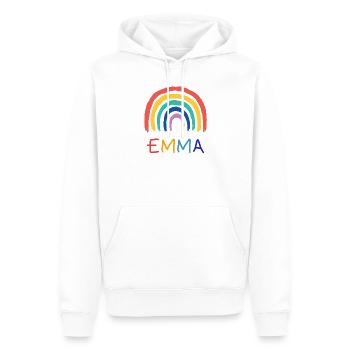 Emma fille nom enfants arc-en-ciel - Sweat à capuche Premium bio Homme - blanc - Devant - Nico (187cm)