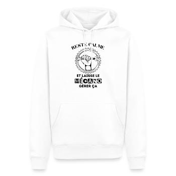 Bleib ruhig und überlasse es dem Mechaniker. - Männer Premium Bio Hoodie - Weiß - Vorne - Nico (187cm)