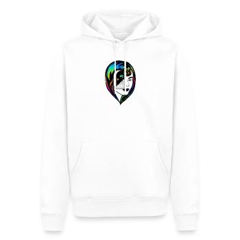 Psychedelic Trippy Motiv Frau Psychonaut Bunt - Männer Premium Bio Hoodie - Weiß - Vorne - Nico (187cm)