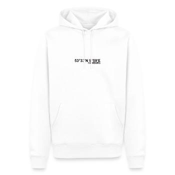 Hamburg Koordinaten - Männer Premium Bio Hoodie - Weiß - Vorne - Nico (187cm)