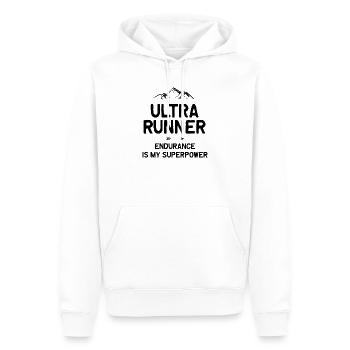 Ultra Runner - Ausdauer ist meine Superkraft - Männer Premium Bio Hoodie - Weiß - Vorne - Nico (187cm)